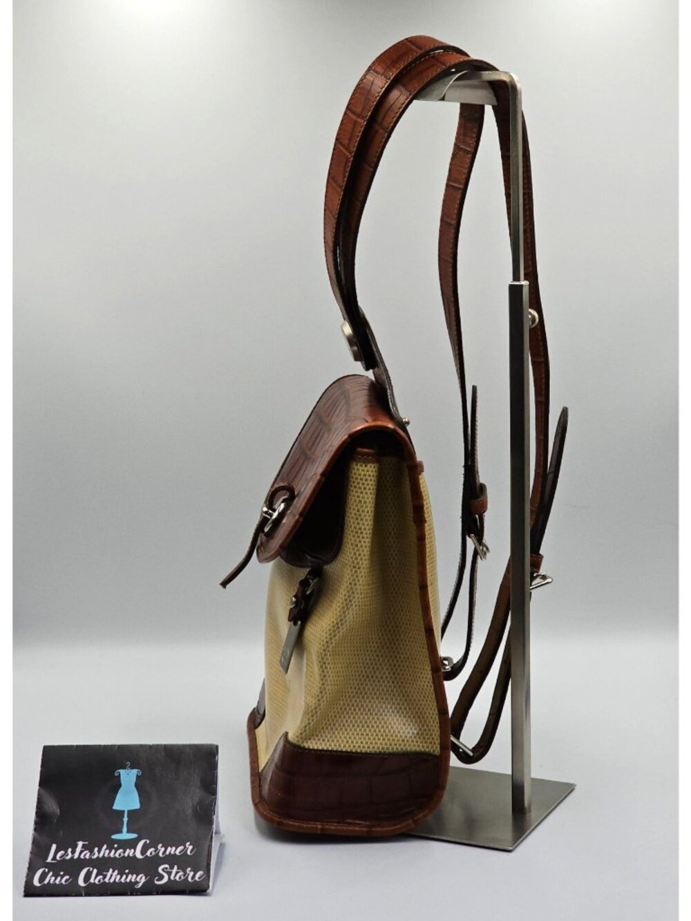 Vintage Dooney & Bourke Women's Brown Croc Embossed Leather Backpack Sz M 2560 - Picture 11 of 16